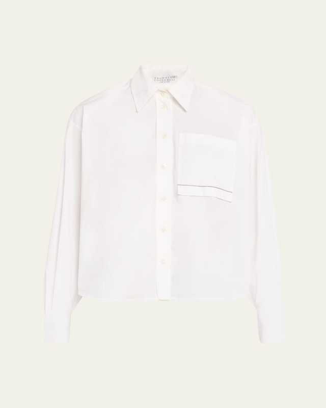 Cropped Poplin Pocket Blouse